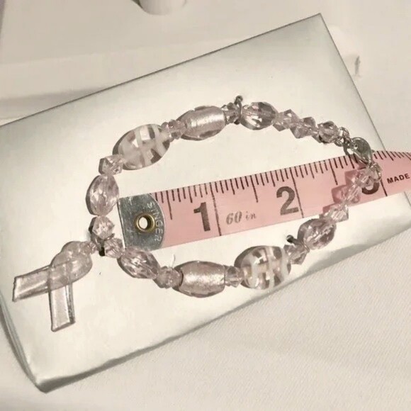 Roman Pink Ribbon Breast Cancer Awareness Beaded Bracelet NIB - Picture 4 of 6